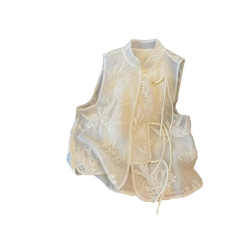 Camiseta sin mangas para mujer bordada estilo chino nacional JYHBHMZG