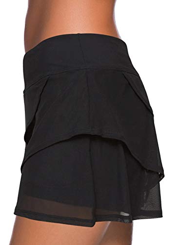 Aleumdr Women's Waistband Layered Swimdress Ruffle Swim Skirt Swimsuit Bottom(Available in Plus) - Image 4