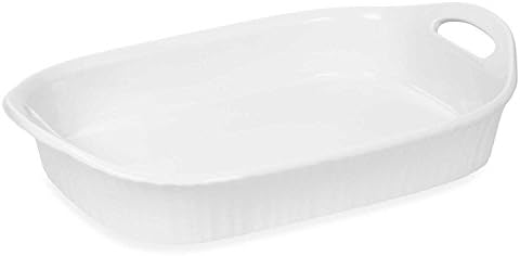 CorningWare French White III 3-Quart Ceramic Oblong Casserole Dish with Sleeve | Oven, Microwave, Refrigerator and Freezer Safe