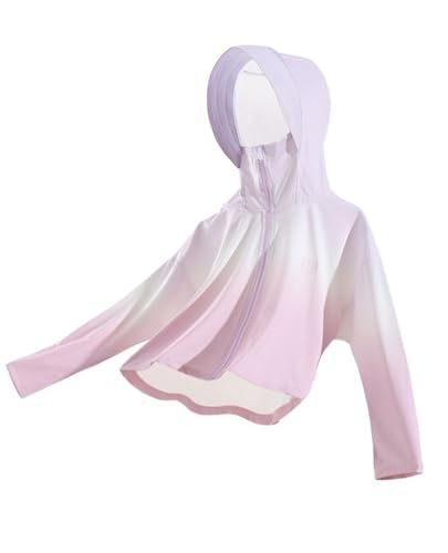 Girls Sun Protection Jacket Kids UPF 50+ Long Sleeve Zip Up Hoodie Jacket Cooling Shirt，4-14 Years