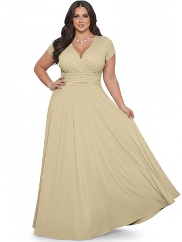 Image of KOH KOH Womens Sexy Cap Short Sleeve V-Neck Flowy Cocktail Gown