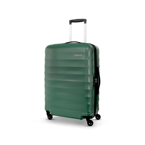 Image of American Tourister Polycarbonate Barcelona 69 Cms Medium Spinner 4 Wheels Hardside Check-in Suitcase with A Multi-Stage Telescopic Trolly & Pack Smart Interiors - Forest Green, H-48 Cm