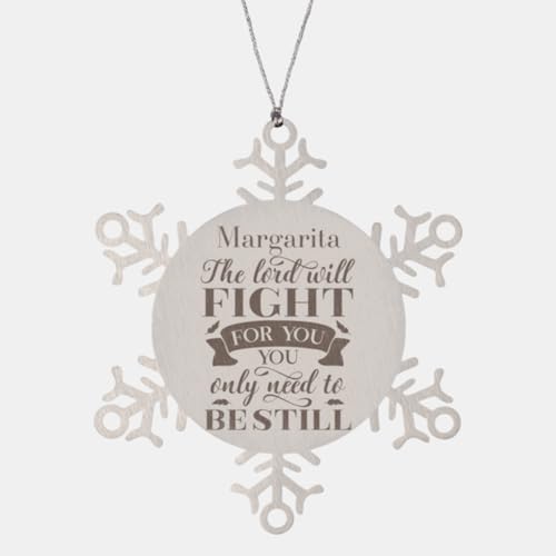 Keepsake Margarita Ornament, Margarita The Lord Will Fight for You. You Only Need to Be Still Exodus 14:14 Custom Name Gifts for Margarita, Motivational Snowflake Ornament for
