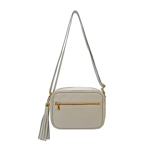 Bolsa Pequena Feminina Transversal Tiracolo em Couro Legítimo (Off White)