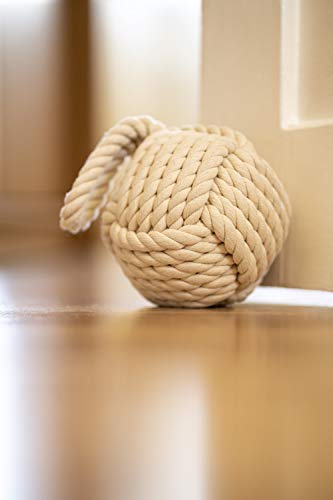 Golant Rope Knot Doorstop Nautical Large Heavy Decorative Stopper Cream Cotton Yarn Monkey Fist With Handle Interior Sailors Maritime Ocean Beachy Navy Wedge Bookend Door Stop #TOP1