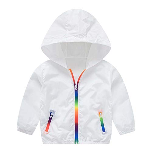 Girls Coat&Jacket,Toddler Kids Summer Sunscreen Jackets Rainbow Hooded Outerwear Zipper Coats,Baby Clothes for Birthday Festival Gifts(Pink,3-4 Year)