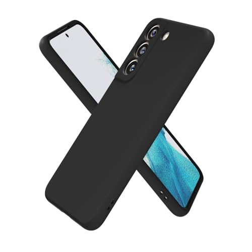oakxco for Samsung Galaxy S22 Case Silicone, Ultra Slim Thin Phone Case for Women Girls, Plain Solid Color Minimalist Aesthetic Cute Girly Design, Soft Rubber Gel TPU with Camera Cover, Black