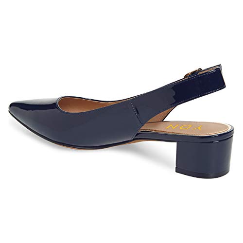 YDN Office Pumps Comfort Slingback Low Chunky Heels Closed Point Toe Fancy Buckle Up Women Shoes Size 4-15 M US3