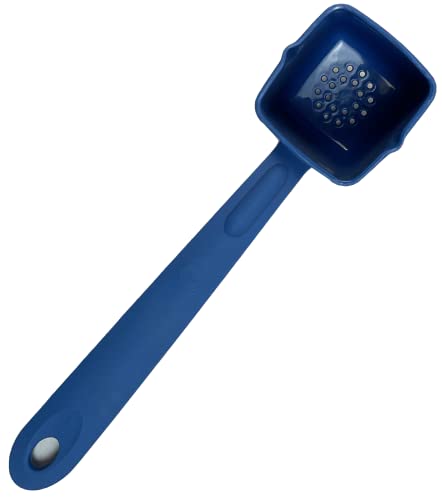 Rite-Size 8 oz. Perforated Square Server Portion Utensil, Copolymer Plastic Heat Resistant Professional Cooking Tool, Blue