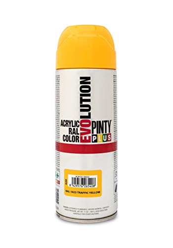 PINTYPLUS EVOLUTION Pintura Spray Acrílica Brillo 520cc Traffic Yellow Ral 1023, Único, Estándar
