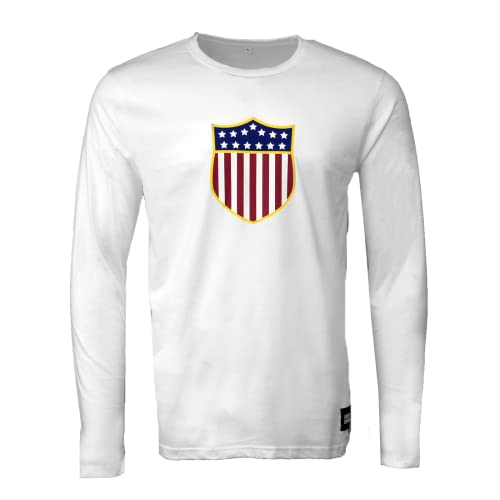 USA Rugby Heritage Jersey Long Sleeve White 100% Cotton T-Shirt by Rugby Originals - Size Large