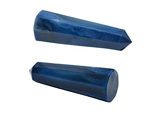 Image of Amazing Gemstone Blue Agate Crystal Towers ~ Natural Healing Crystal Point Obelisk for Reiki Healing and Crystal Grid (3 inch to 4 inch INCH)