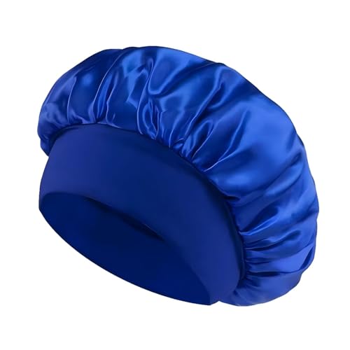 Touca De Cetim Com Faixa Confortável Para Dormir Anti Frizz (Azul)