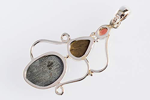 Pendentif ammonite rouge argent 925 luxe durable - 3