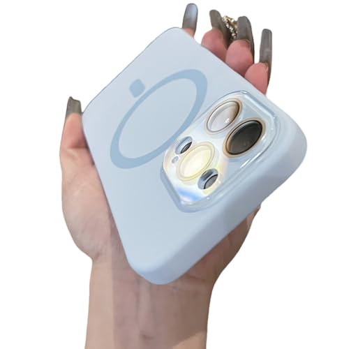 Coque iPhone 14 charge sans fil avec protection lentille intégrée bleu