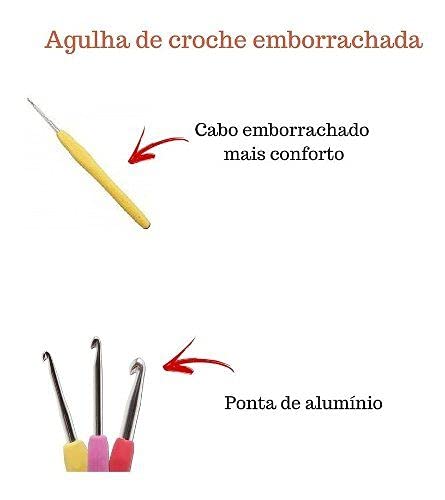 Kit 9 Agulhas De Crochê Cabo Soft Emborrachado Colorido