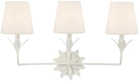 Crystorama Broche 3 Light Glass Shaded Matte White Bathroom Vanity