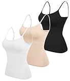 Amuhou Teen Girls' Tanks Camisoles with Padded Adjustable Straps Training Bra Wireless (Black,White,Nude, M)