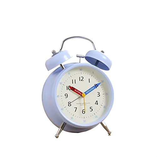despertador Reloj despertador de campana doble de 4 ', silencioso sin tictac, retroiluminación, reloj despertador ruidoso con pilas, reloj for dormitorio relojes para dormitorios ( Color : Blue )