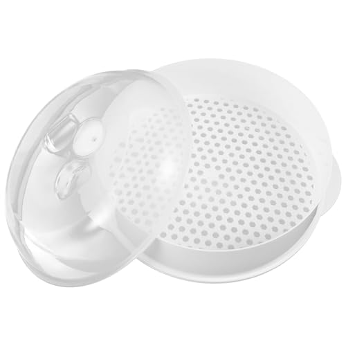 IMUSINICE Vaporera y Cesta de Drenaje con Tapa Transparente Redonda y Adecuada para Cocinar al Vapor Varios estilos de Plástico Práctica para Horno Microondas Varios estilos