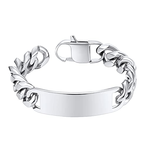 Id Bracelets For Men Stainless Steel Mens Bracelets Black Heavy Id Bracelet Chain Bracelet #TOP29