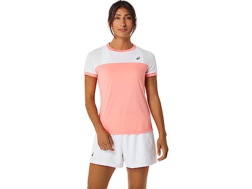 ASICS 2042A262-701 WOMEN COURT SS TOP T-shirt Women's GUAVA/BRILLIANT WHITE M