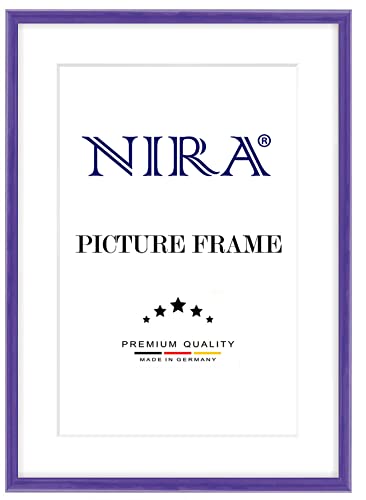 NiRa Cadre photo en bois massif 21 x 29,7 cm DIN A4 in Violet brillant | Taille sélectionnable | Cadre pour affiches | Puzzle | collage de photos HD125