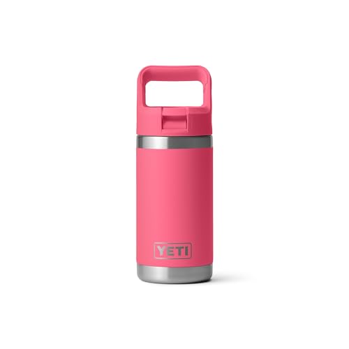 YETI Rambler Jr. 12 oz Kids Bottle, with Straw Cap, Tropical Pink
