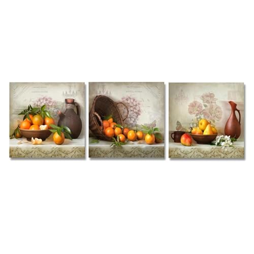 Peinture classique nature morte orange pour illuminer votre coin repas KEBIA