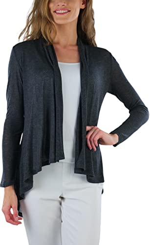 Image of ToBeInStyle Womens Open Front Long Sleeve Lightweight Asymmetrical Draped Cardigan with Side Pockets