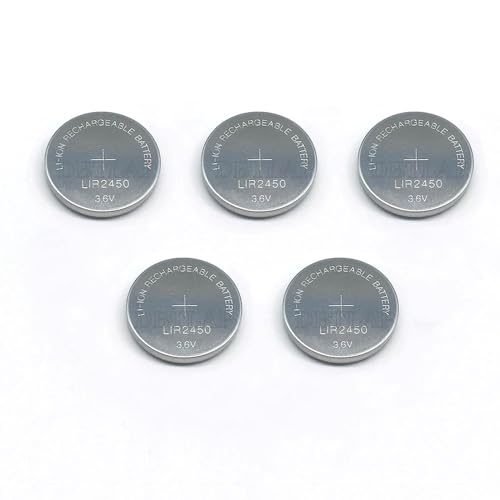 DBTLAP 5pcs/Pack 3.6V LIR2450 Rechargeable Batteries 120mAh 500 Times Recycling Lithium Coin Cell Button Battery Replaced CR2450