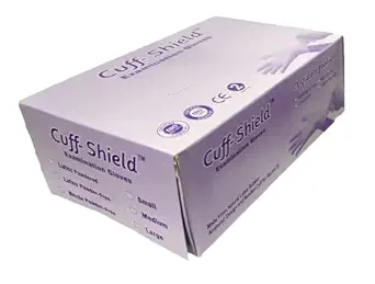 CUFF- SHIELD Latex Examination Gloves,70 pcs box, size-Medium (Lightly Powdered) for Unisex