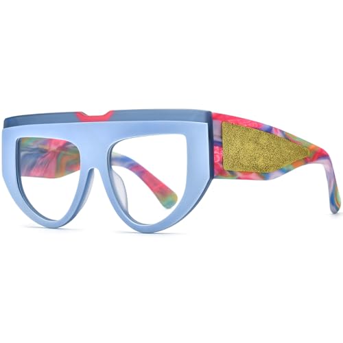 Image of HEPIDEM Multicolor Acetate Glasses Frame Women Oversize Vintage Round Eyeglasses Optical Spectacles 9271