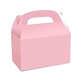 Partystadl 12 Pack Party Favor Boxes, Eco-Friendly Kraft Paper Candy Boxes with Handles, Sturdy Favor Boxes for Birthday, Holiday Events, and Snacks (Pink)