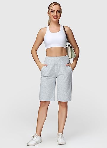 Image of baleaf Women's 12 inch Long Bermuda Shorts High Waisted Knee Length Cotton Shorts Pockets Casual Work Lounge
