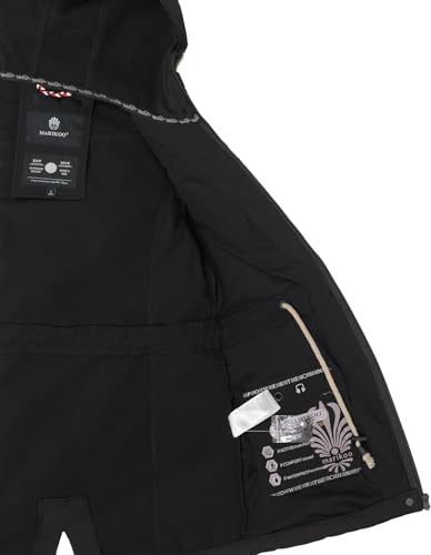 MARIKOO Damen Übergangsjacke Softshellmantel mit Kapuze Zimtzicke Schwarz Gr. XS