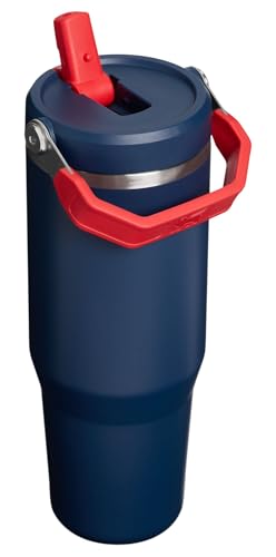 Image of STANLEY IceFlow 2.0 Flip Straw Tumbler with Handle, 30 oz | Twist On Lid and Flip Up Straw | Leak Resistant Water Bottle | Insulated Stainless Steel | BPA-Free | Team Navy Red
