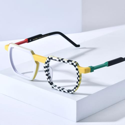 Image of HEPIDEM Matte Multicolor Acetate Glasses Frame Men Vintage Square Eyeglasses Optical Spectacles 9289