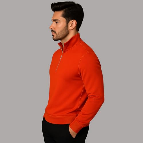 Image of Mack Jonney Men's Fleece Half-Zip High Neck Sweatshirt | Warm & Stylish Winter Wear -M4380