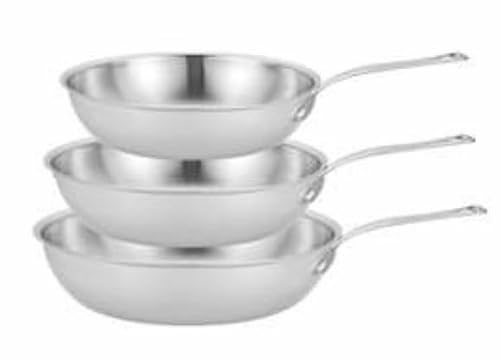 Backen 012200 Set de 3 Poêles 24/26/28 cm -Tri-ply triple couche -Inox 18/10 Induction, Antiadhésif Naturel, sans PTFE, PFOA,PFAS, Haute Résistance
