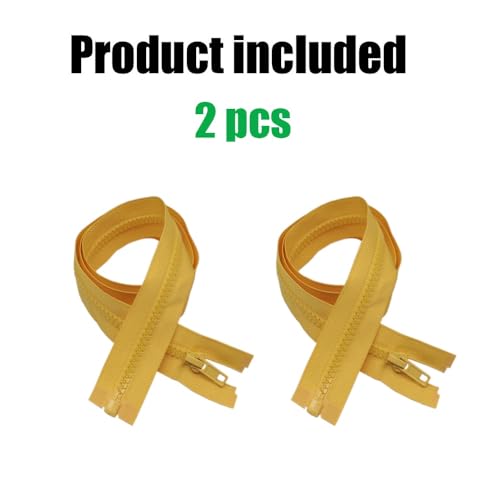 Image of YaHoGa 2PCS #5 22 inch Separating Jacket Zippers for Sewing Coats Jacket Zipper Replacement Yellow Plastic Zippers Bulk (22 inch Yellow)