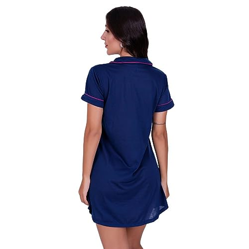 Camisola Amamentação Americana Pós Cirúrgica com Botões que abrem Tamanho:M;Cor:Azul;Genero:Mulher