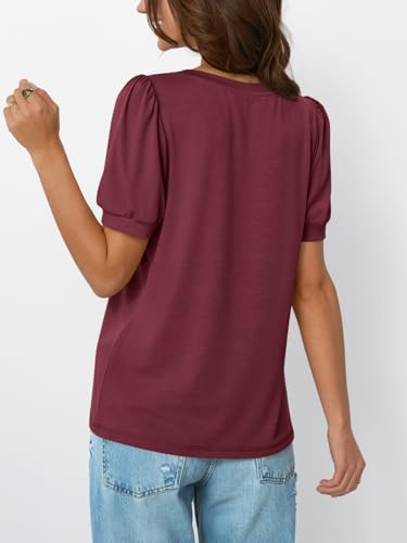 AUTOMET Womens Tops Short Sleeve T-Shirts Blouses Dressy Casual Business Puff Pleated Summer Fashion 2025 Basic Comfy Clothes4