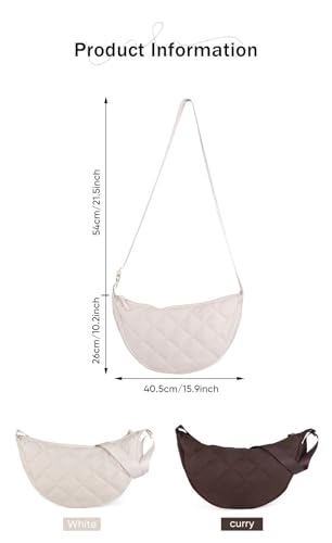 Image of Crossbody Bag Hobo Crescent Bag with Mesh Storage, Women Men Shoulder Purse Dumpling Bag Adjustable Strap (Z-beige)