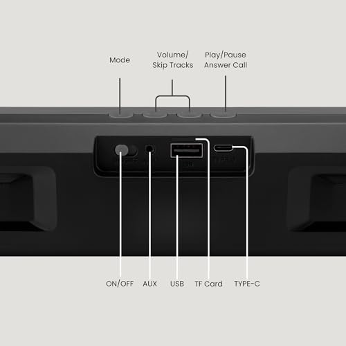Image of OOGE Vibebox 7000 Bluetooth Speaker, 15W Portable Wireless Speaker with TWS Connection, Type-C Charging, AUX Input, FM Radio, USB & TF Card Support, 8H Playtime (Movie,Music Modes) (Black)