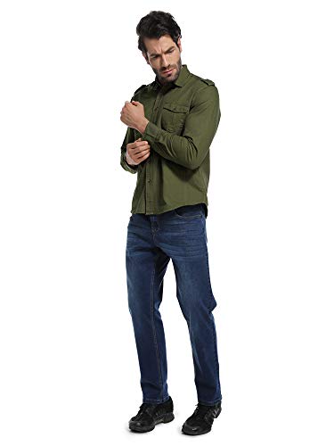 Men's Boys Button Down Shirt Long Sleeve Military Casual Style Cargo Tactical Work Shirt4