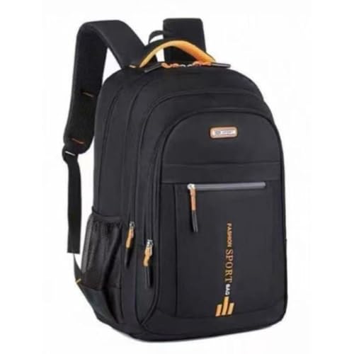 Mochila Escolar Trabalho Alças De Costas Unissex 3 Bolsos (Escrita Laranja)