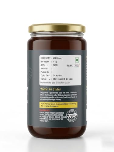 Image of BeReal Wild Forest Honey 1kg | Raw, Unfiltered & Unprocessed | 100% Pure Natural Wild | No Added Sugar, No Preservatives | Rich in Antioxidants