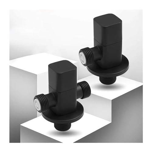 Válvula triangular de latón negro mate para control de agua en grifos y sanitarios 4