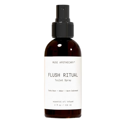 Muse Apothecary Flush Ritual - Aromatic &amp; Refreshing Toilet Spray, Use Before You Go, 4 oz, Infused with Natural Essential Oils - Tonka Bean + Amber + Warm Cedarwood